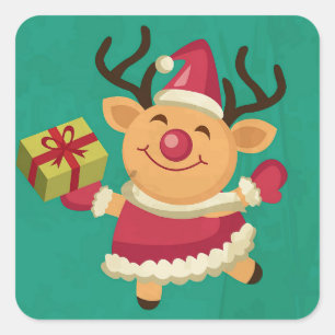 Cuadrada Pegatina del reno del baile