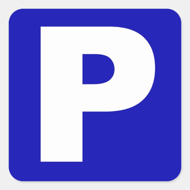 Cuadrada Pegatina del Rótulo de aparcamiento azul y blanco (Anverso)