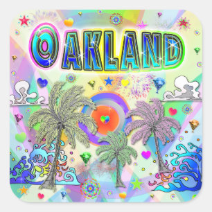 Cuadrada Pegatina del Sueño Profundo de Oakland