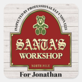 Cuadrada Pegatina del taller de Santa Claus