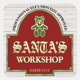 Cuadrada Pegatina del taller de Santa Claus