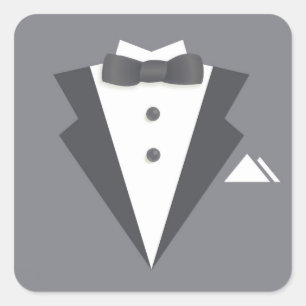 Cuadrada Pegatina del traje negro del partido del soltero