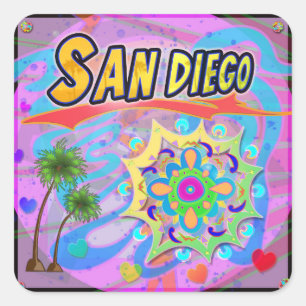 Cuadrada Pegatina del verdadero progreso de San Diego