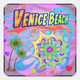 Cuadrada Pegatina del Verdadero Progreso de Venice Beach