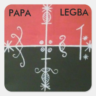 Cuadrada pegatina del veve #2 del legba de la papá