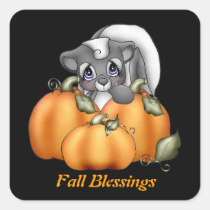Cuadrada Pegatina del zorrillo de bendición de otoño