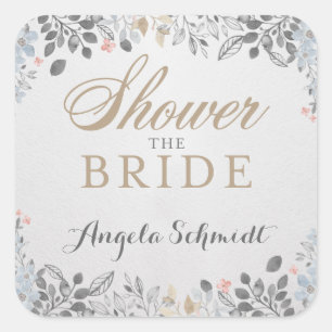 Cuadrada Pegatina Delicate Garden Bridal Shower