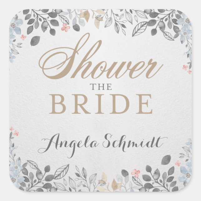 Cuadrada Pegatina Delicate Garden Bridal Shower (Anverso)