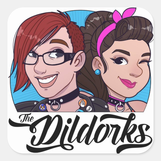 Cuadrada Pegatina Dildorks (Anverso)