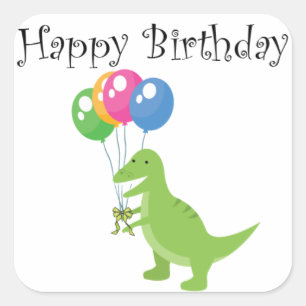 Cuadrada Pegatina Dino Balloon