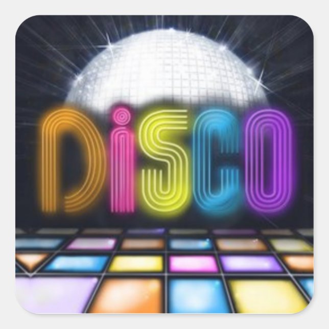 Cuadrada Pegatina Disco (Anverso)
