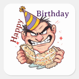 Cuadrada Pegatina divertida de cumpleaños