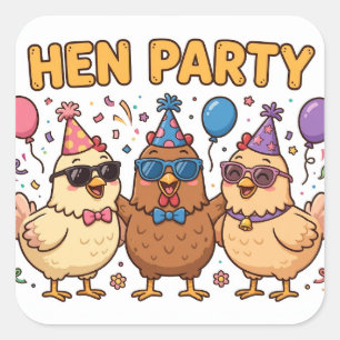 Cuadrada Pegatina divertida de gallina para despedida de so