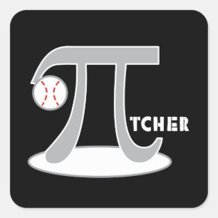 Cuadrada Pegatina divertida de Pi-tcher de béisbol