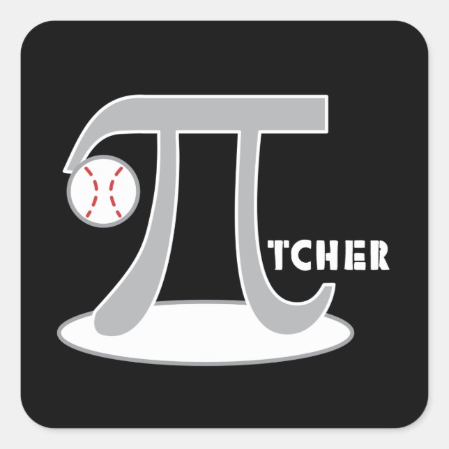 Cuadrada Pegatina divertida de Pi-tcher de béisbol (Anverso)