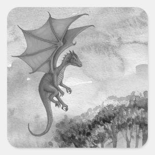 Cuadrada Pegatina Dragón cuadrado