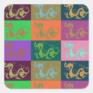 Cuadrada Pegatina Dragons