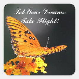 Cuadrada Pegatina "Dreams" de mariposa