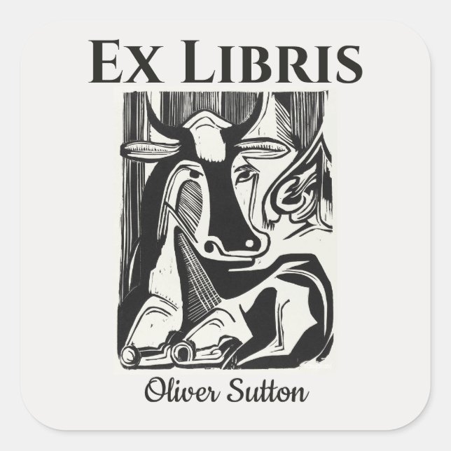 Cuadrada Pegatina editable de la placa de biblioteca para l (Anverso)