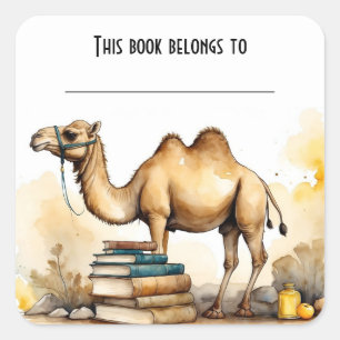 Cuadrada Pegatina Editable de la placa de libros para camel