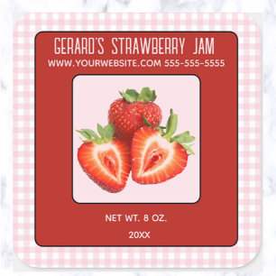 Cuadrada Pegatina editable de Strawberry Jam Square