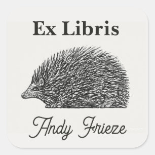 Cuadrada Pegatina Editable Hedgehog Bookplate