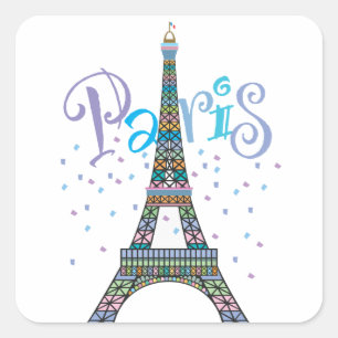 Cuadrada Pegatina Eiffel Tower Fantasy