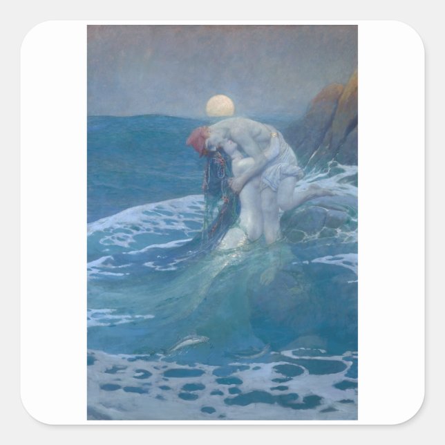 CUADRADA PEGATINA : EL MERMAID : HOWARD PYLE (Anverso)