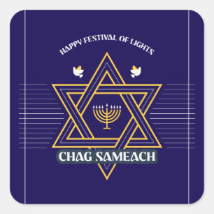 Cuadrada Pegatina elegante de Hanukkah con Estrella de Davi