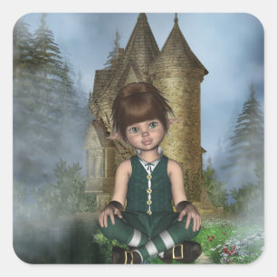 Cuadrada Pegatina Elfin de Hollie del irlandés