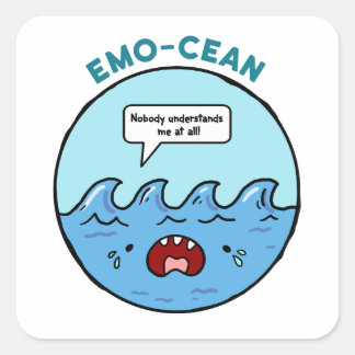 Cuadrada Pegatina Emo-cean Ocean Beach Pun