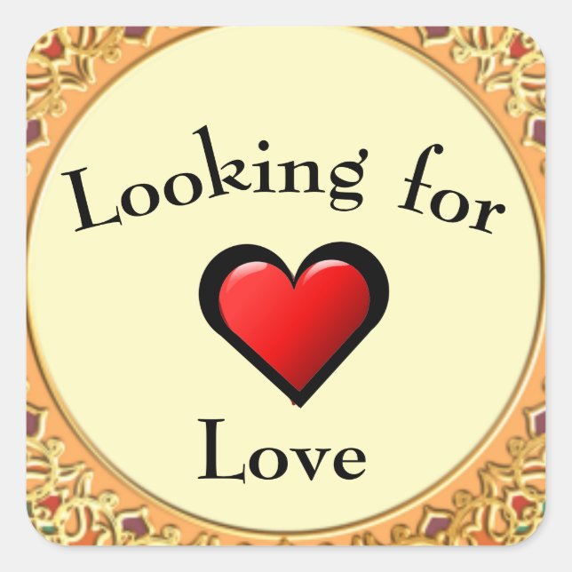 Cuadrada Pegatina en busca de amor (Anverso)