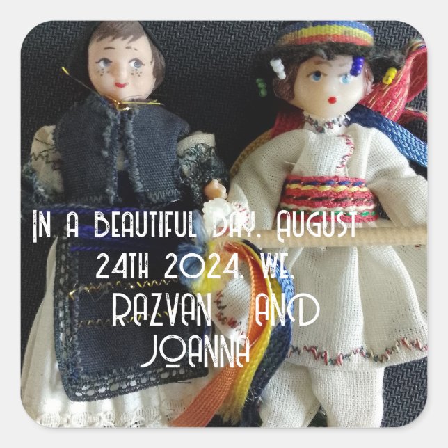 Cuadrada pegatina en favor de la boda Régimen nacional ruma (Anverso)