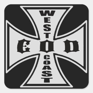 Cuadrada Pegatina EOD de la Costa Oeste (negro)