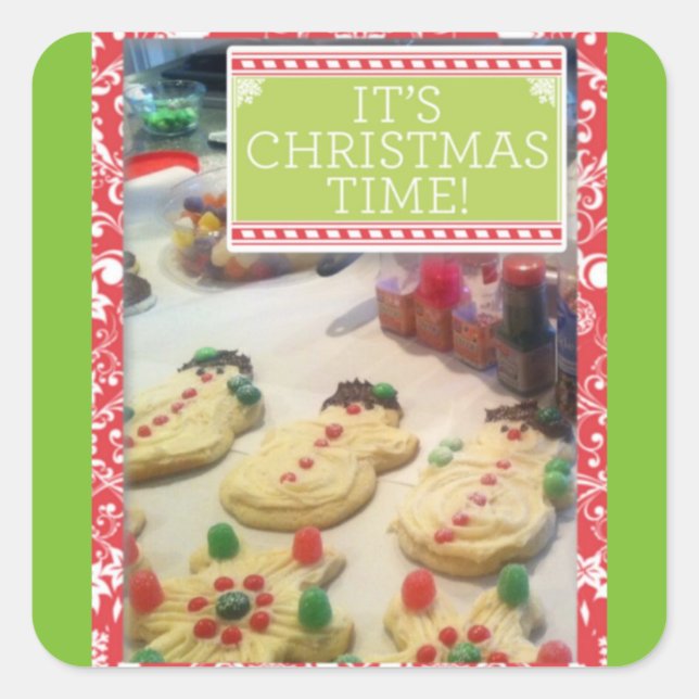 Cuadrada pegatina "Es un Navidad de cookies" (Anverso)