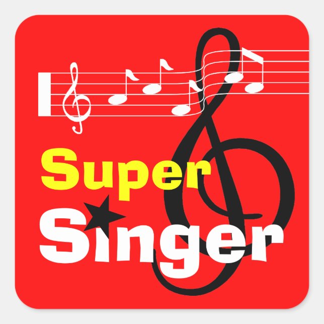 Cuadrada Pegatina escolar de Super Singer (Anverso)