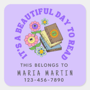 Cuadrada Pegatina Escolar Nombre de Lectura Este Pertenece 