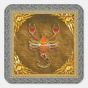 Cuadrada Pegatina Escorpio