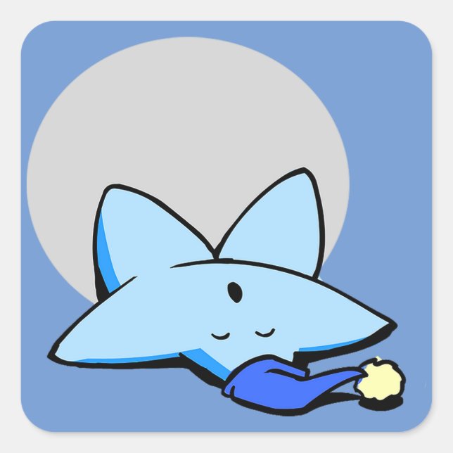 Cuadrada Pegatina Estrella Azul Sleepy (Anverso)