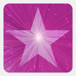Cuadrada Pegatina Estrella rosa cuadrado