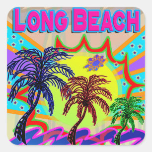 Cuadrada Pegatina eterno de Long Beach