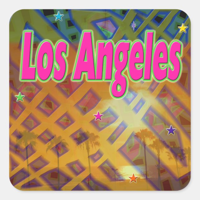 Cuadrada Pegatina eterno de Los Ángeles (Anverso)