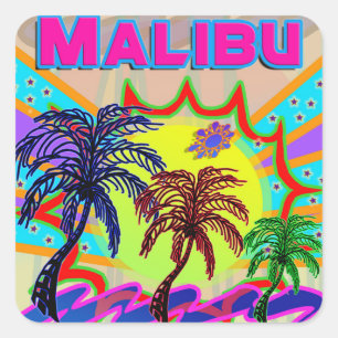 Cuadrada Pegatina eterno de Malibu