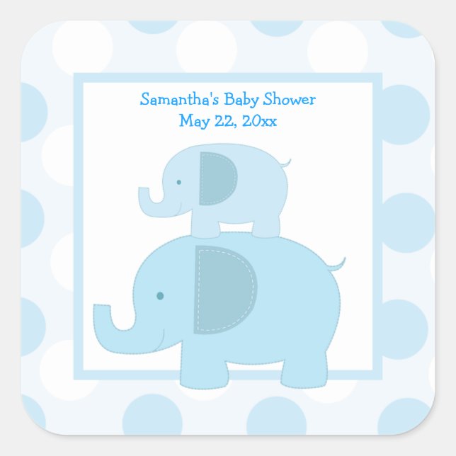Cuadrada Pegatina favorito de Blue Mod Elephants SQUARE - A (Anverso)