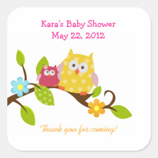 Cuadrada Pegatina favorito de Happy Tree Owls Woodland SQUA