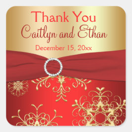 Cuadrada Pegatina favorito de la boda de los copos de nieve