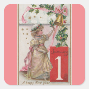 Cuadrada Pegatina Feliz Año Nuevo