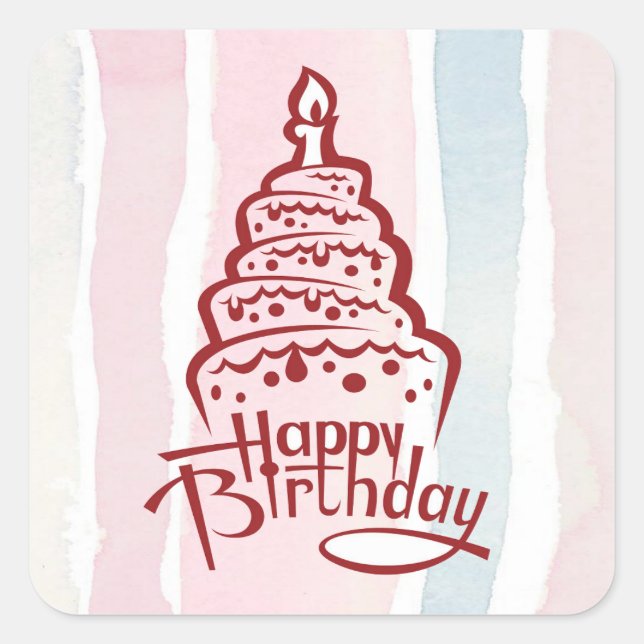 Cuadrada Pegatina Feliz Cumpleaños (Anverso)