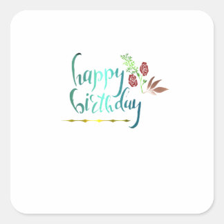 Cuadrada Pegatina Feliz Cumpleaños