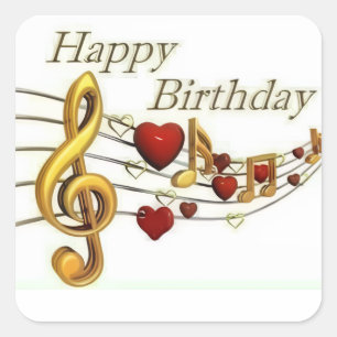 Cuadrada Pegatina Feliz Cumpleaños